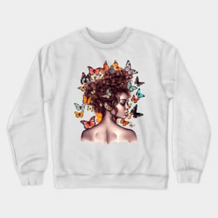 Afro Woman with Butterflies #1 Crewneck Sweatshirt